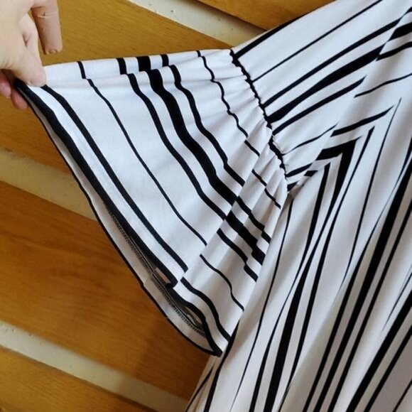LAST CHANCE Worthington White Black Striped Sz PL Blouse Tunic w Flared 3/4 Slv - Picture 6 of 9